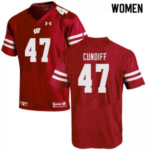 Women's Wisconsin Badgers NCAA #47 Clay Cundiff Red Authentic Under Armour Stitched College Football Jersey DJ31B51GL